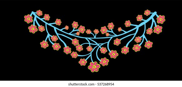 Neck embroidery in vector.
