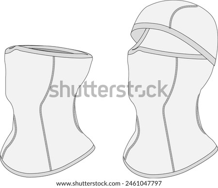 Neck Gaiter Balaclava Template Design Flat Sketch Vector Template