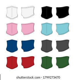 Neck gaiter, neck warmer vector template illustration set