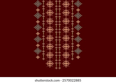 Neck geometric abstract Aztec oriental embroidery traditional border pattern. Native geometry neck decorative design for fashion, texture, element, neckline, textile, fabric, clothing, printing