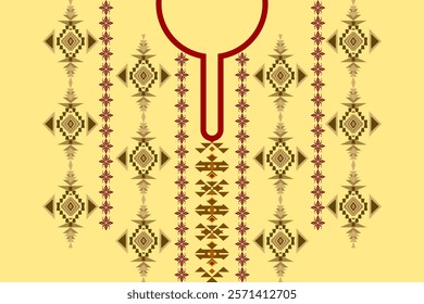 Neck geometric abstract Aztec oriental embroidery traditional border pattern. Native geometry neck decorative design for fashion, texture, element, neckline, textile, fabric, clothing, printing