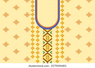 Neck geometric abstract Aztec oriental embroidery traditional border pattern. Native geometry neck decorative design for fashion, texture, element, neckline, textile, fabric, clothing, printing