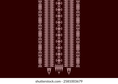 Neck geometric abstract Aztec oriental embroidery traditional border pattern. Native geometry neck decorative design for fashion, texture, element, neckline, textile, fabric, clothing, printing