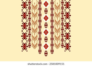 Neck geometric abstract Aztec oriental embroidery traditional border pattern. Native geometry neck decorative design for fashion, texture, element, neckline, textile, fabric, clothing, printing