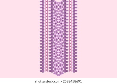 Neck geometric abstract Aztec oriental embroidery traditional border pattern. Native geometry neck decorative design for fashion, texture, element, neckline, textile, fabric, clothing, printing