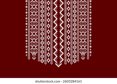 Neck geometric abstract Aztec oriental embroidery traditional border pattern. Native geometry neck decorative design for fashion, texture, element, neckline, textile, fabric, clothing, printing