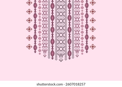 Neck geometric abstract Aztec oriental embroidery traditional border pattern. Native geometry neck decorative design for fashion, texture, element, neckline, textile, fabric, clothing, printing
