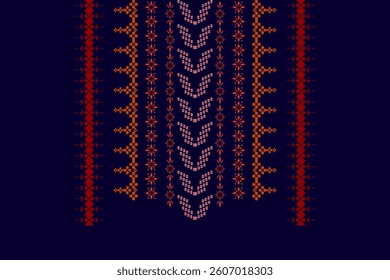 Neck geometric abstract Aztec oriental embroidery traditional border pattern. Native geometry neck decorative design for fashion, texture, element, neckline, textile, fabric, clothing, printing