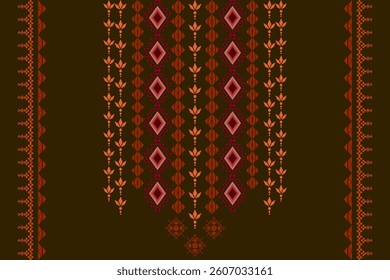 Neck geometric abstract Aztec oriental embroidery traditional border pattern. Native geometry neck decorative design for fashion, texture, element, neckline, textile, fabric, clothing, printing