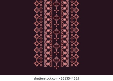 Neck geometric abstract Aztec oriental embroidery traditional border pattern. Native geometry neck decorative design for fashion, texture, element, neckline, textile, fabric, clothing, printing