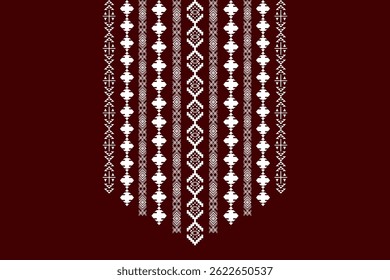 Pescoço abstrato geométrico asteca bordado oriental padrão de borda tradicional. Geometria nativa pescoço design decorativo para moda, textura, elemento, decote, têxtil, tecido, roupas, impressão