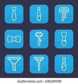 Neck icon. set of 9 outline neck icons such as tie, bow tie