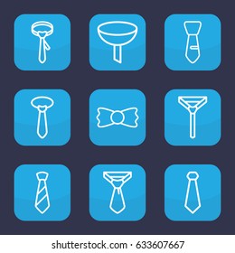 Neck icon. set of 9 outline neck icons such as tie, bow tie