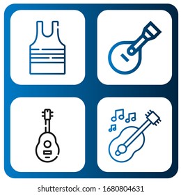 neck icon set. Collection of Sleeveless shirt, Guitar icons