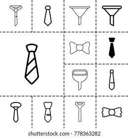 Neck icons. set of 13 editable outline neck icons such as tie, bow tie