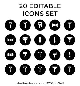 Neck icons. set of 20 editable filled neck icons such as tie, bow tie. best quality neck elements in trendy style.