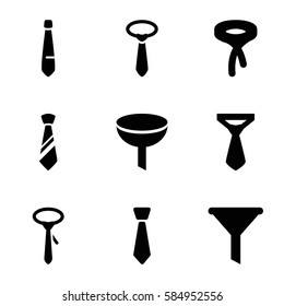 neck icons set. Set of 9 neck filled icons such as tie
