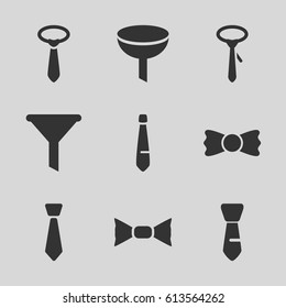Neck icons set. set of 9 neck filled icons such as tie, bow tie