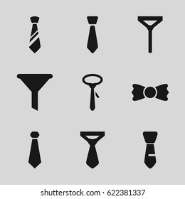Neck icons set. set of 9 neck filled icons such as tie, bow tie