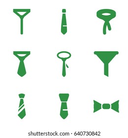 Neck icons set. set of 9 neck filled icons such as tie, bow tie