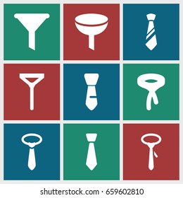 Neck icons set. set of 9 neck filled icons such as tie