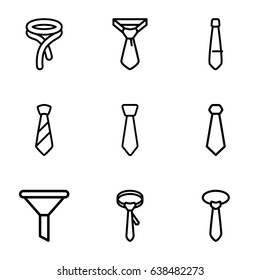 Neck icons set. set of 9 neck outline icons such as tie