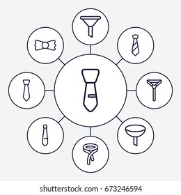 Neck icons set. set of 9 neck outline icons such as tie, bow tie