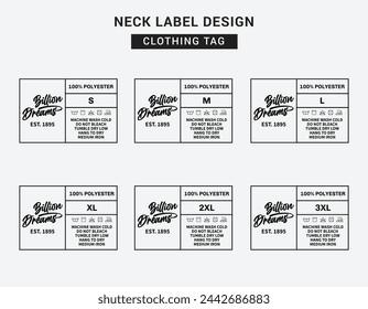 Neck Label Clothing Tag Template Concept Vector or EPS