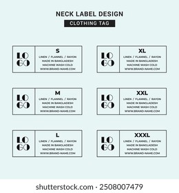 Neck Label Clothing Tag Template Concept Vector or EPS