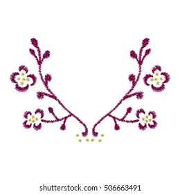 neck line design with floral pattern for fashion. embroidery flower vector. isolated