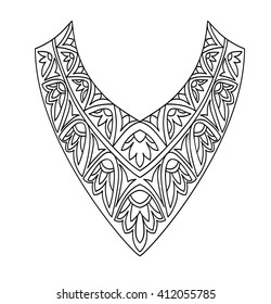 Neck line design .Folk print. Vector ornamental design element isolated.