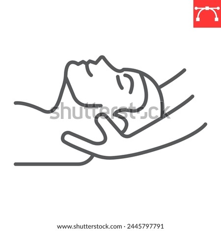 Neck massage line icon, chiropractor and rehabilitation, head massage vector icon, vector graphics, editable stroke outline sign, eps 10.