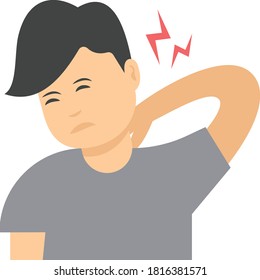 Neck pain  in flat design, physical disorder 