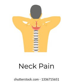 Neck Pain, flat vector icon 
