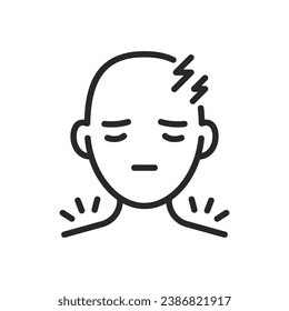 Neck Pain Headache Icon. Vector Illustration of Combined Cervical Discomfort and Head Pain, Editable and Isolated Symbol for Medical Use.