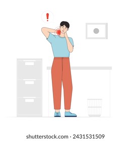 Neck Pain Korean Style Illustration