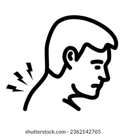 Neck pain line icon, Body pain concept, Man suffering from neck ache sign on white background, man with pain in his neck icon in outline style for mobile and web design. Vector graphics