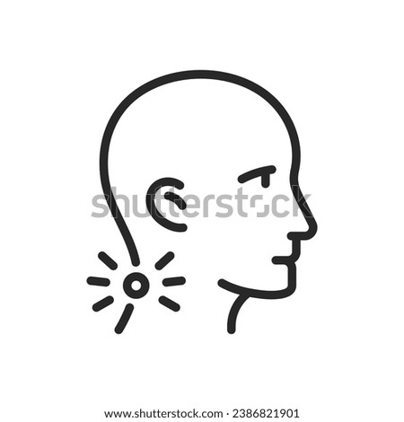 Neck Pain Side View Icon. Vector Outline Editable Isolated Image Showing Lateral Neck Discomfort, Suitable for Medical and Health Care Use.