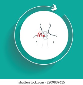 Diseño vectorial del icono de recuperación del tratamiento del dolor de cuello