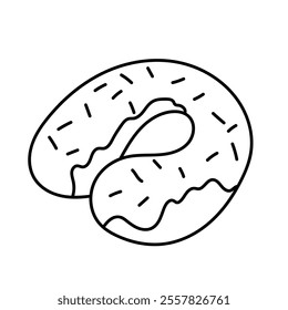 Neck pillow, donut pillow. Black and white illustration, hand drawn coloring.