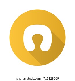 Neck pillow flat design long shadow glyph icon. Cushion. Vector silhouette illustration