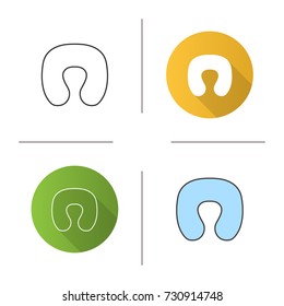 Neck pillow icon. Flat design, linear and color styles. Cushion. Isolated vector illustrations