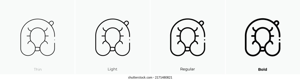 icono de almohada del cuello. Diseño delgado, ligero y audaz aislado en un fondo blanco