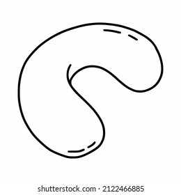 Neck pillow on airplane. Vector doodle illustration. Travel accessory.