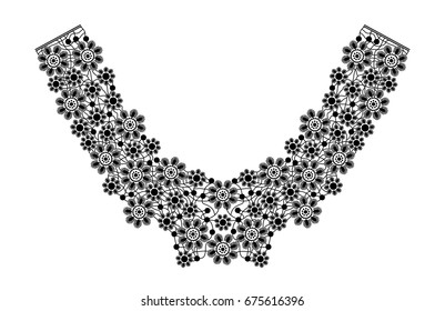 Neck print in vector, lace neck print, embroidery neck.