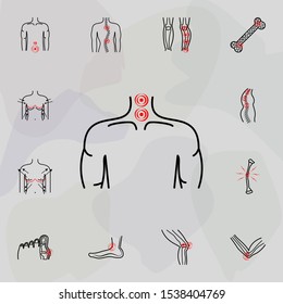 neck problems, pain icon. Universal set of plastic surgery, epilation for website design and development, app development