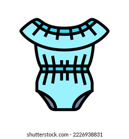 neck romper girl baby cloth color icon vector. neck romper girl baby cloth sign. isolated symbol illustration