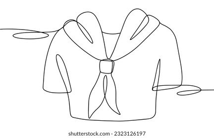 Neck scarf. Symbol of the scouting movement. World Scout Scarf Day. One line drawing for different uses. Vector illustration.