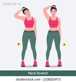 Neck Stretch exercise, Woman workout fitness, aerobic and exercises.