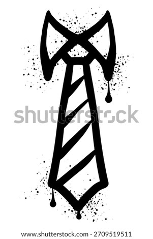 Neck tie with black spray graffiti